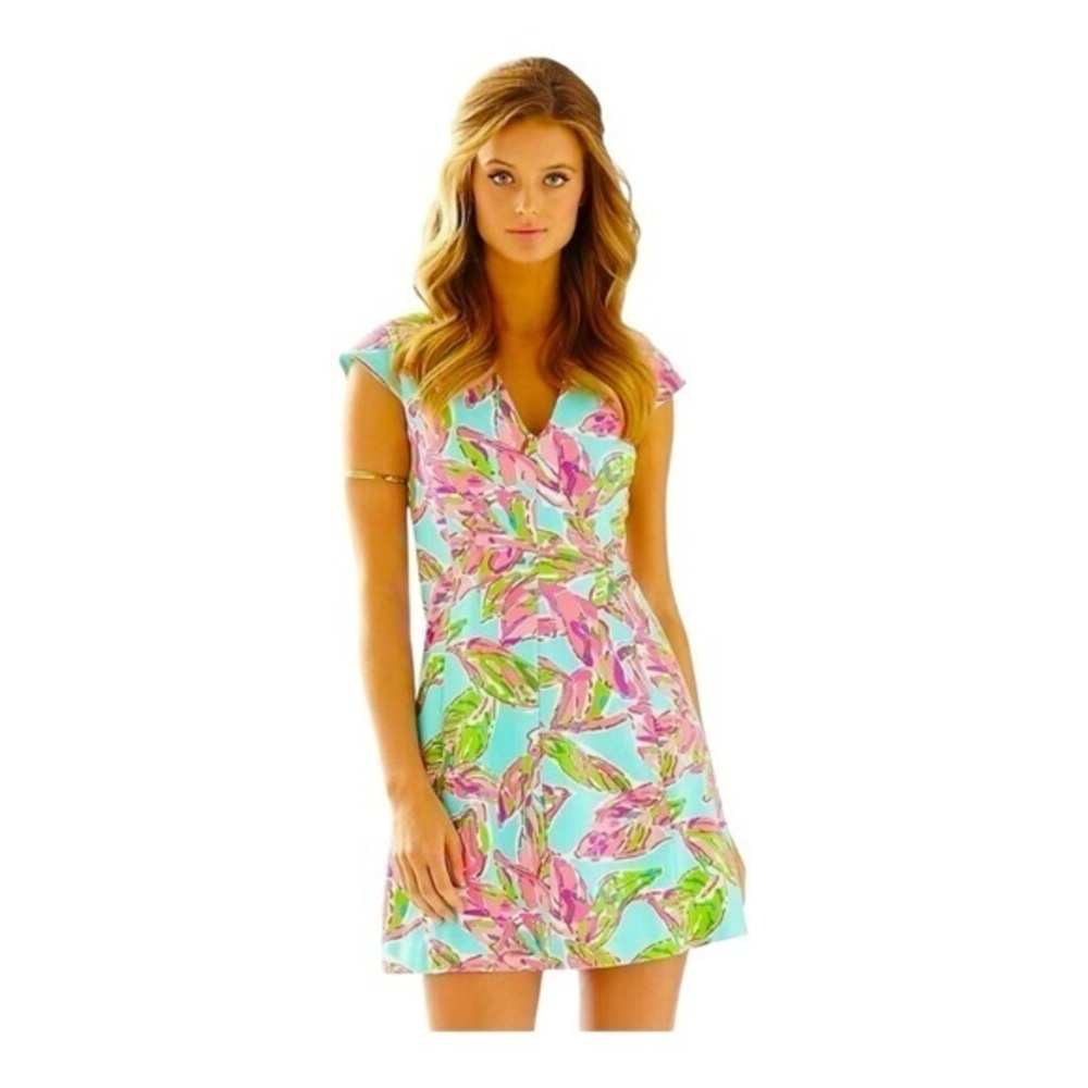 Lilly Pulitzer Briella Fit & Flare Dress in Vibrant Palm Print – Fun & Flirty XS